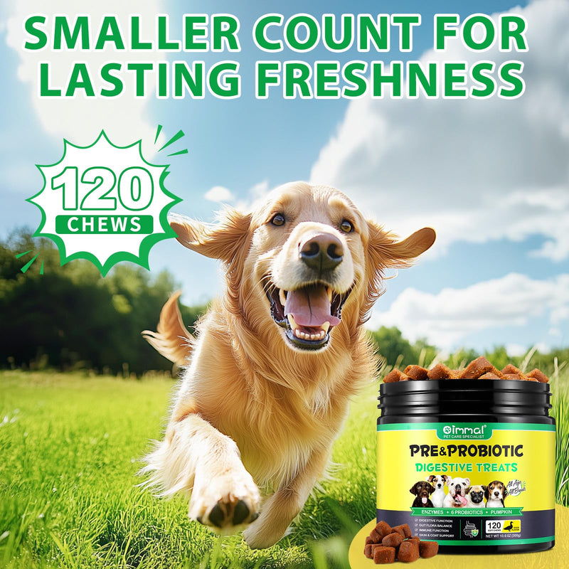Probiotic Chews for Dogs – Daily Digestive Balance with Prebiotics & Natural Ingredients – Supports Gut Flora, Skin & Everyday Vitality – Duck Flavour (120 Soft Chews)