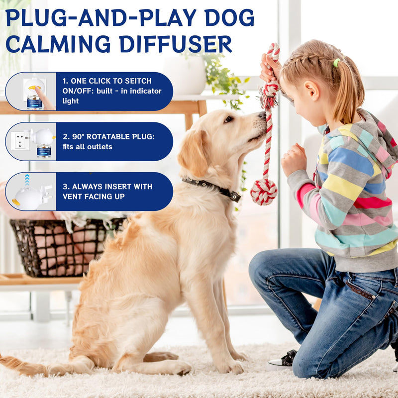 6-In-1 Dog Calming Pheromone Diffuser (2 Plug in + 4 Refills), Relief Anxiety, Storm Stress & Indoor Behavior Support, 120 Days Long Lasting Refill, Natural Odorless Safe Formula