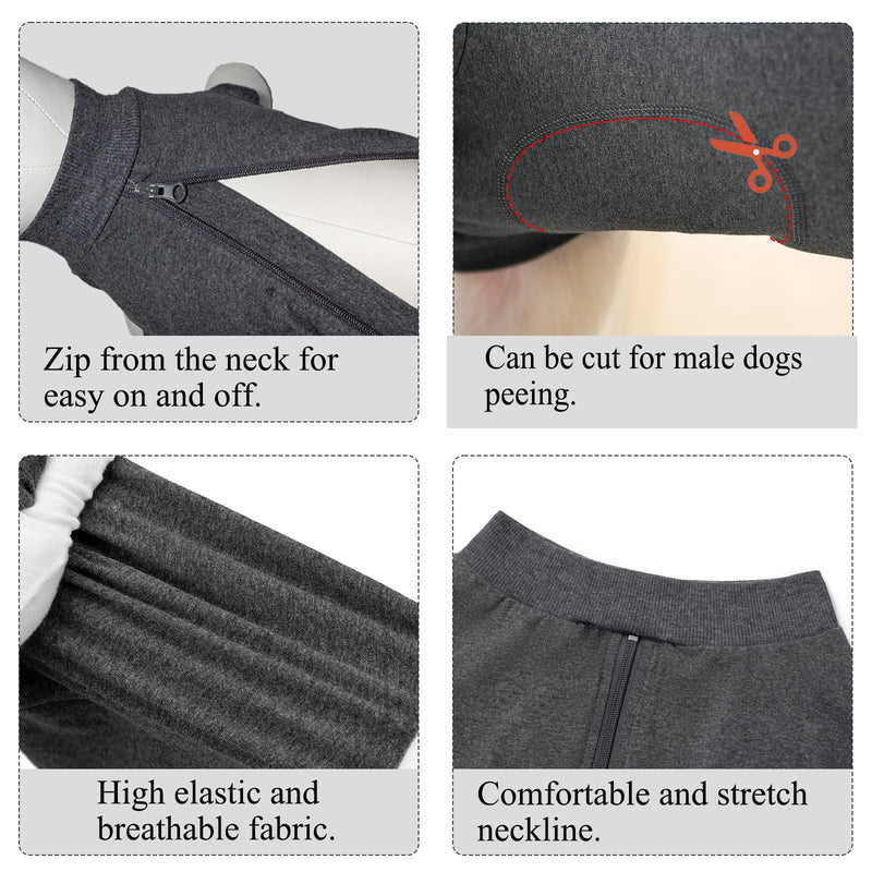 Cyponpy Dog Bodysuit After Surgery with Zipper Surgery Body Dog Castration Female Dog Surgery Body Male Surgery Body Dog Medical Bodysuit for Dogs Leak Protection Dog Wound Protection Suit for Dogs One-Piece 2XL Gray - BeesActive Australia