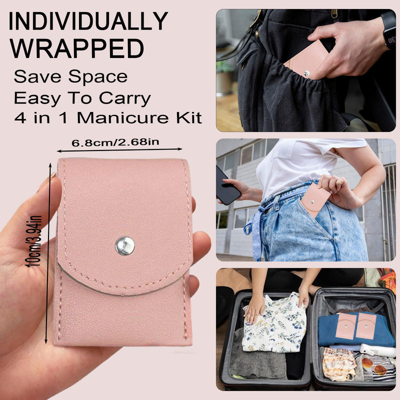 24 Sets Travel Manicure Set Professional Nail Clipper Kit Bulk,4 in 1 Adult Stainless Steel Travel Manicure Kit with Case Individually Wrapped Nail Clippers Bulk for Homeless,Hotel,Charity（Pink） 24 Packs(4 in 1) Pink - BeesActive Australia
