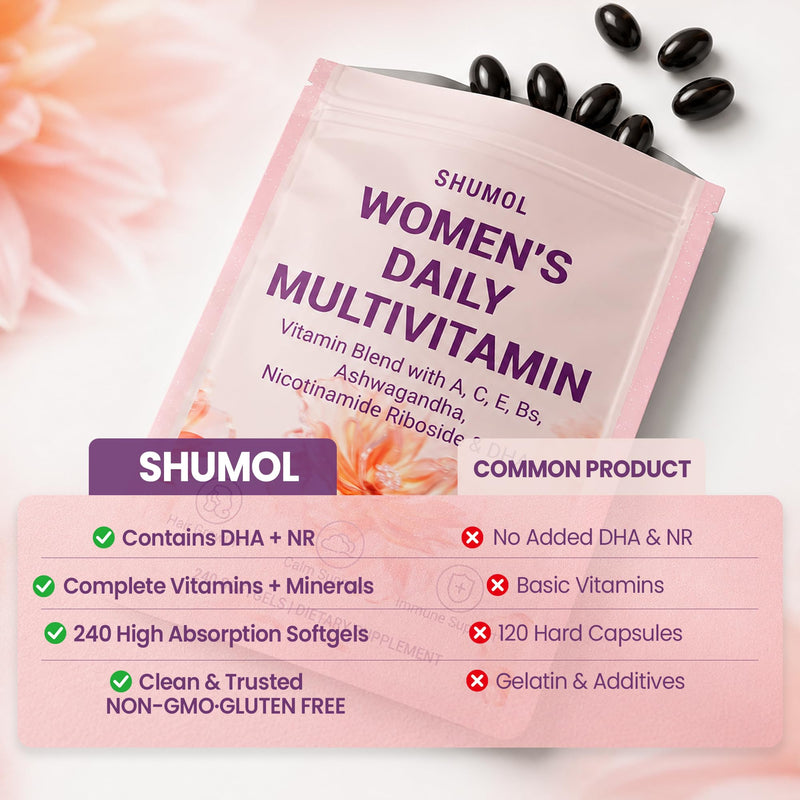 Multivitamin for Women, Daily Women’s Multivitamin 240 Softgels with Biotin, Magnesium, Zinc, Vitamins A, C, E & B Complex, Ashwagandha, DHA & L-Theanine | Hair, Skin, Nails, Calm & Immune Support