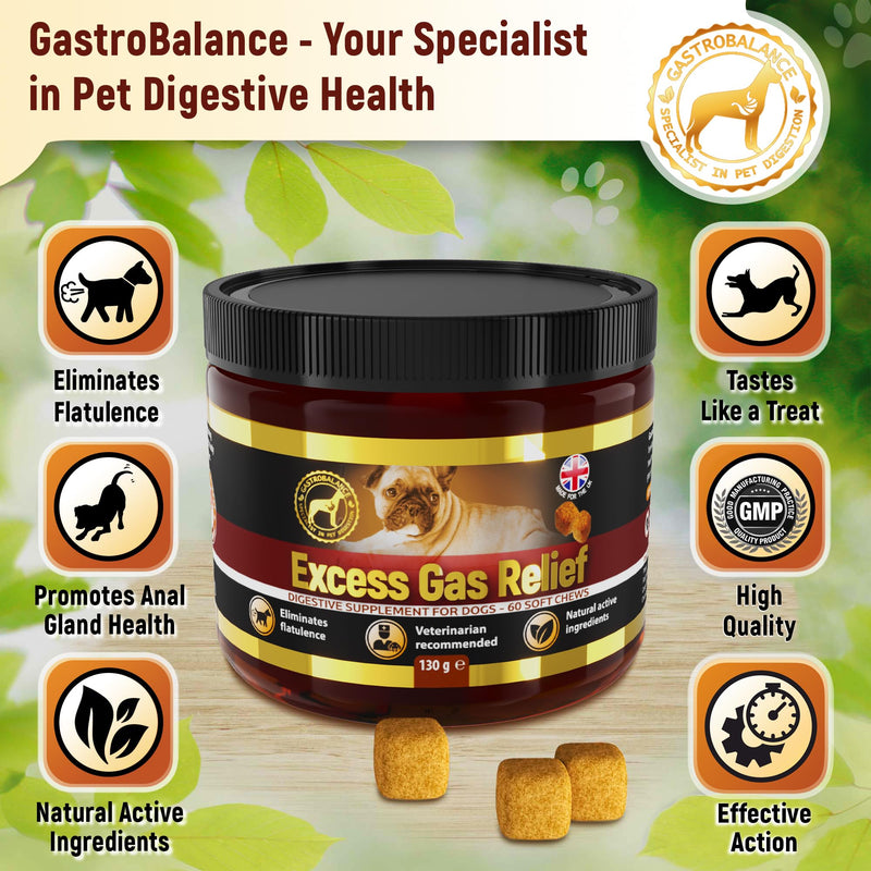 dog flatulence treatment - 60 natural dog flatulence chews recommended by vet (Bacon flavour) Bacon flavour