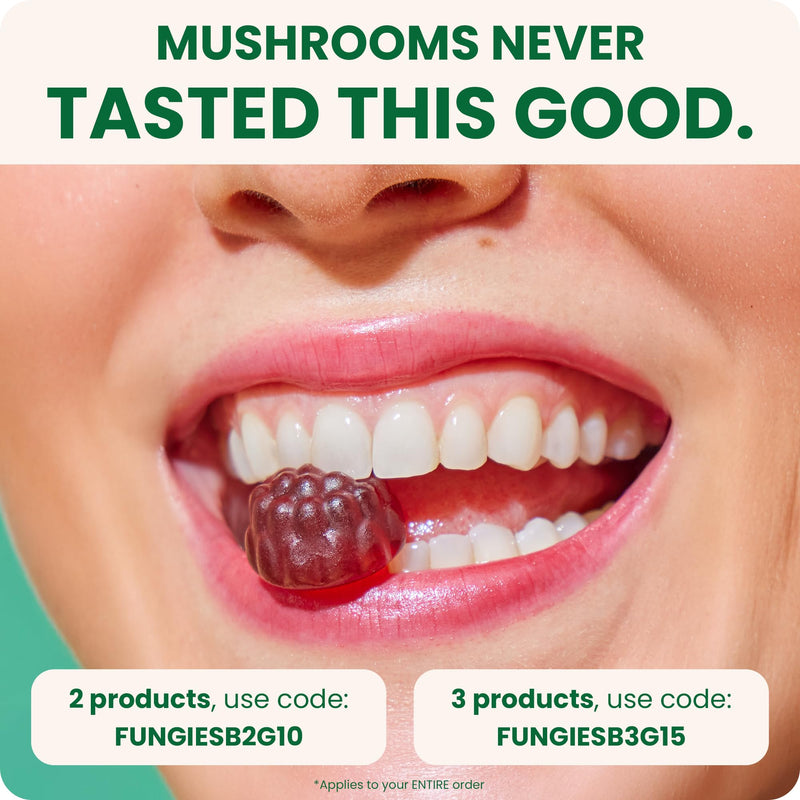 Fungies Lion's Mane Mushroom Gummies, Mixed Blueberry & Strawberry Flavor - Mushroom Supplement Gummy for Adults & Children Supports Brain Health, Cognitive Function, Focus, Memory & Mood, 60 Servings Lion‚Äôs Mane