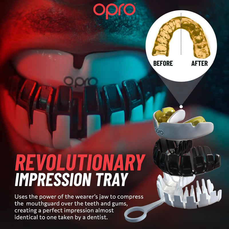 OPRO Instant Custom-Fit Mouth Guard, Dentist-Level Comfort, Protection & Fit - Moldable Mouthguard for Football, Boxing, Rugby, MMA, BJJ, UFC Mouth Piece- Includes Mouth Guard Case (White, Adult) - BeesActive Australia