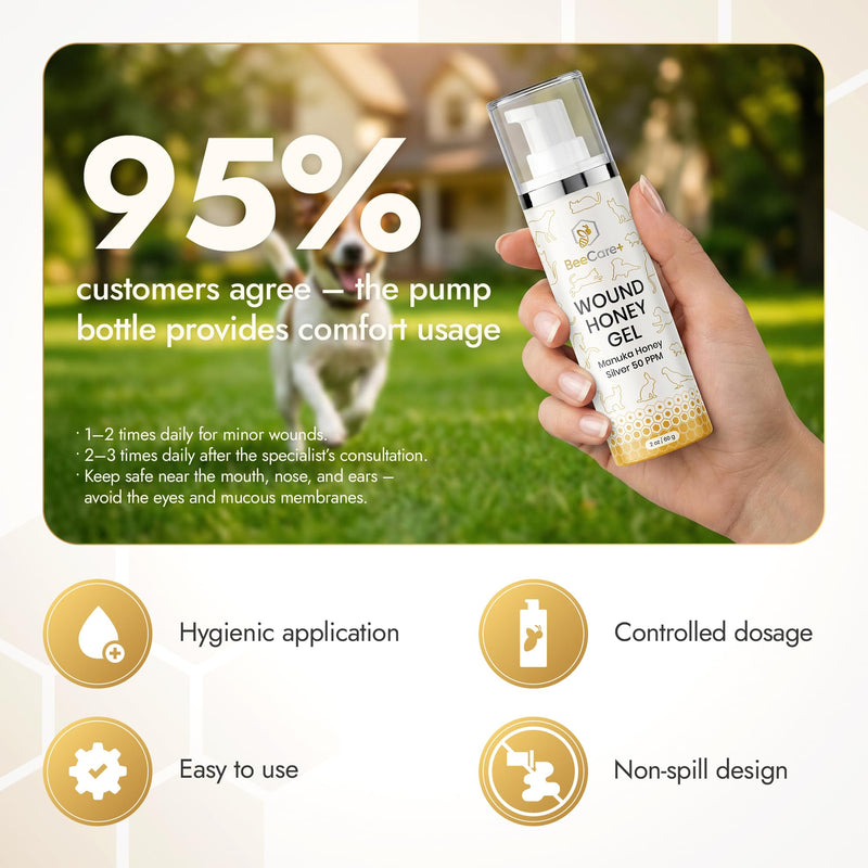 Manuka Honey Wound Gel for Hot Spot Treatment for Dogs and Cats – Helps with Irritations, Cuts, Rashes, Abrasions, and Scrapes – Colloidal Silver for Dogs 2 oz 1 x 2 Fl Oz