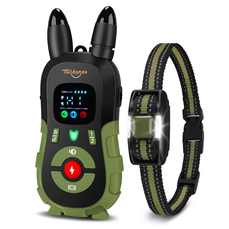 Dog Shock Collar with Remote Control for Large Medium Small Dogs, Dog Training Collar with Light, E-Collar Rechargeable, 3300FT, 124 Levels, IP67 Waterproof, Safety Lock Green - BeesActive Australia