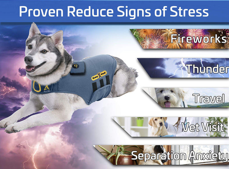 CozyVest® Dog Anxiety Vest 3-in-1 Music & Aromatherapy Shirt, Relaxing Sound & Essential Oil Scent Jacket, Fireworks Thunder Separation & Thunderstorm Canine Stress Relief Coat (Gray, XL [65-110 Lbs]) XL [65-110 Lbs] Gray - PawsPlanet Australia