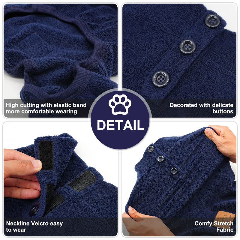 cyeollo Dog Pajamas Fleece Dog Pjs Thermal Stretchable Dog Onesie Winter Jumpsuit for Small Dogs Warm Pet Cold Weather Coats, Navy M Medium (chest Girth: 15"-18") 1# Navy - BeesActive Australia