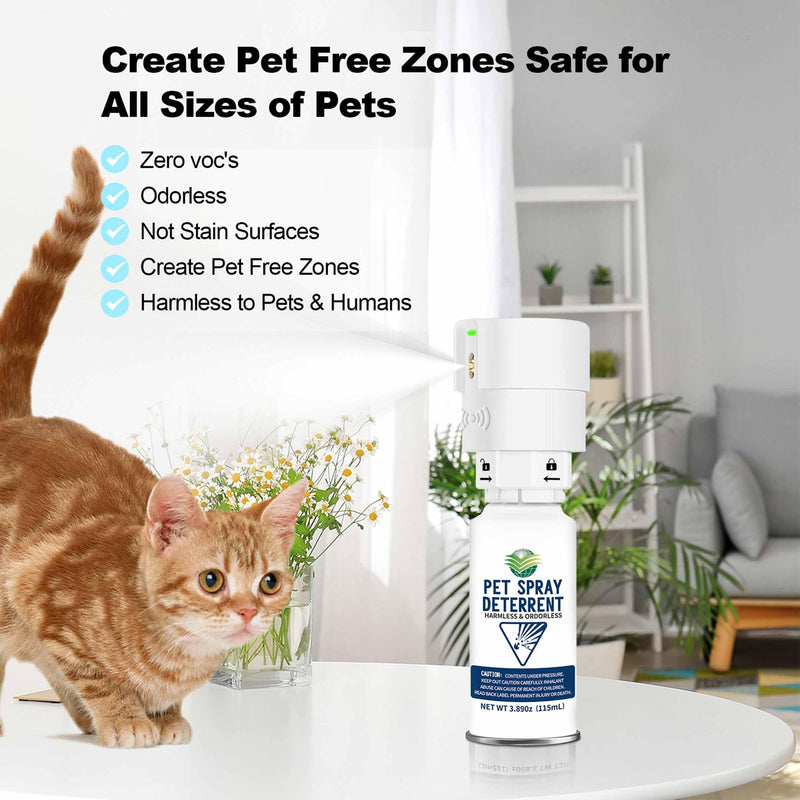 Cat Spray Deterrent System, Automatic Cat Deterrent Spray, Motion Activated Pet Deterrent Spray System for Cats & Dogs Odorless Pet Deterrent, Friendly & Safe Up to 3 Feet Away White White-1