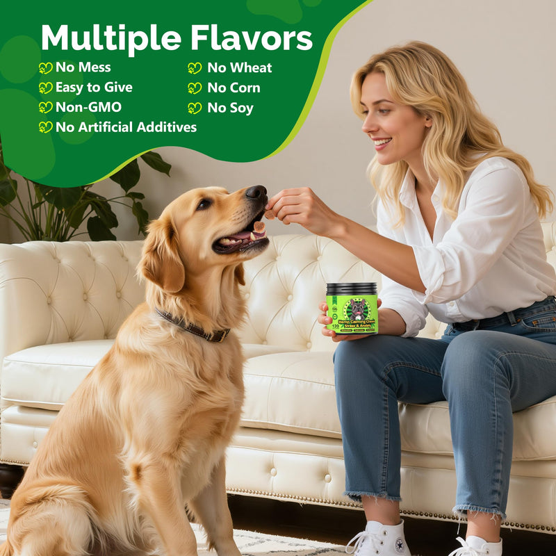 Hemp Calming Chews for Dogs Calming Chews - Anxiety Relief Treats, Dog Calming Relaxing Treats Care Hemp Quiet Moments for Dogs Thunderstorm Fireworks Separation Anxiety Relief, Beef, 120 Ct
