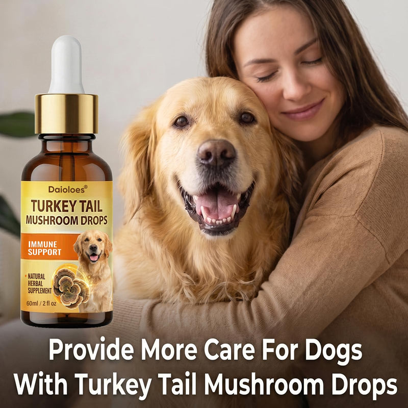 Turkey Tail Mushroom for Dogs, Immune Support & Digestive Health Supplement, 5X Turkey Tail Mushrooms for Pet Liquid Drops with Natural Turmeric & Probiotic, Faster Absorption, 2 Fl Oz(Pack of 1) 2 Fl Oz(Pack of 1)