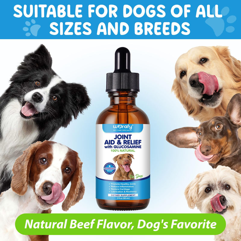 Joint Aid & Relief for Dogs, Dog Joint Aid Liquid Drops, Promote Healthy Joints, Reduce Inflammation, Restore Cartilage - 60 ml