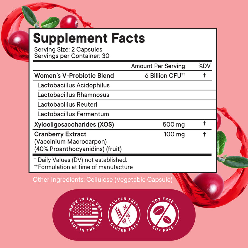 NEW AGE Vaginal Probiotics for Women with Prebiotics, Cranberry Extract, and a Lactobacillus Probiotic Blend, Supports Healthy pH Balance, Odor Control, Vaginal Flora - 60 Capsules 60 Capsules (Pack of 1)