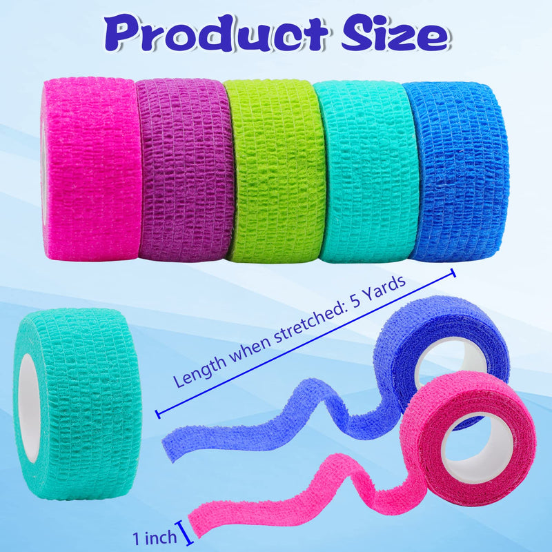 24 Pack Self Adhesive Bandage Wrap,Cohesive Wrap Bandages,Self Adherent Wrap 1 Inch X 5 Yards,Breathable Stretch Sports Tape,Elastic Self Adhesive Tape for Sports Wrist Ankle Athletic - BeesActive Australia