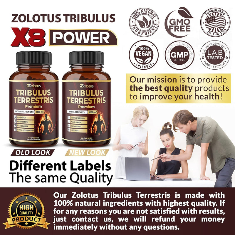 Tribulus Terrestris Supplement for Men & Women, 9050mg Per Capsule, 5-Month Supply with Ashwagandha, Panax Ginseng, Saw Palmetto, Maca, Shilajit 150 Count (Pack of 1) - BeesActive Australia