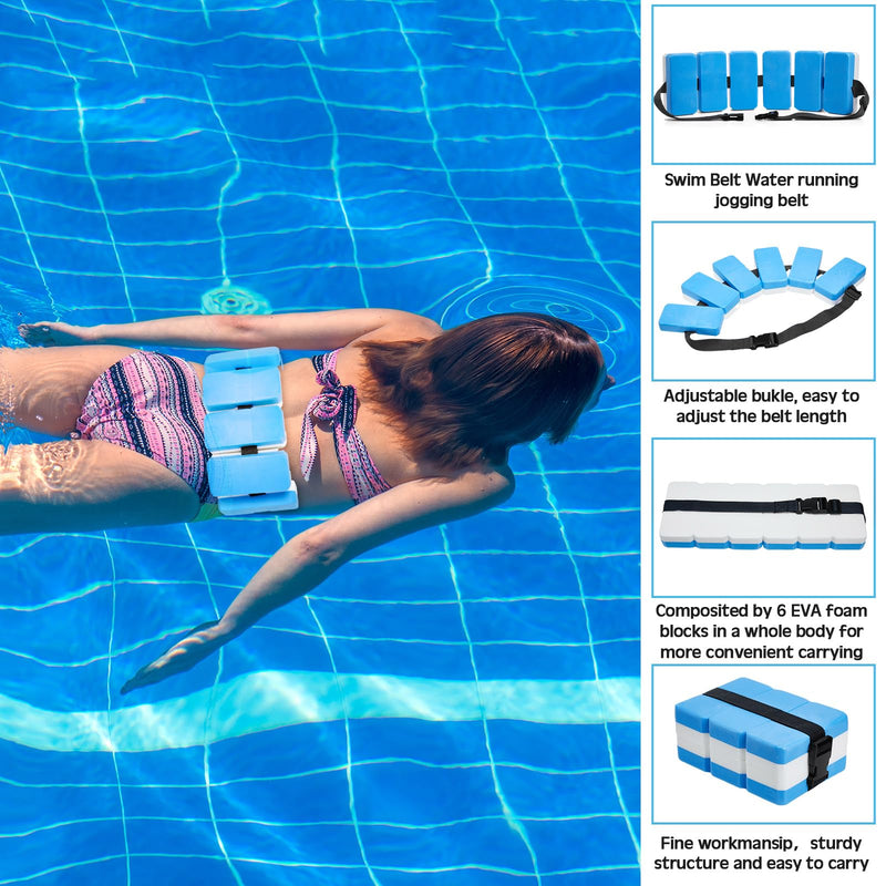 5 Pcs Pool Aquatic Exercise Set Including 2 Lightweight Water Dumbbells, 2 Ankle Swimming Weights, and Swim Belt Water Exercise Equipment for Aquatic Aerobics Blue - BeesActive Australia