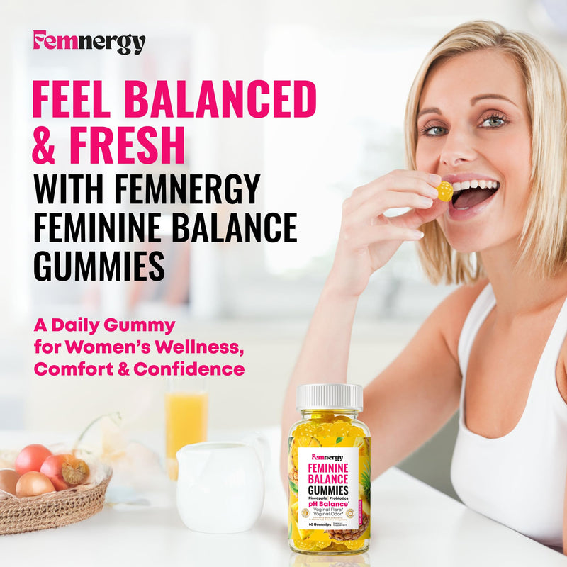 Feminine Balance Probiotic Gummies for Women - Vaginal Health & pH Balance Natural Gummy Supplement with Probiotics Pineapple Cranberry Vitamin C - Women's Healthy Odor & Flora Support - Gluten-Free