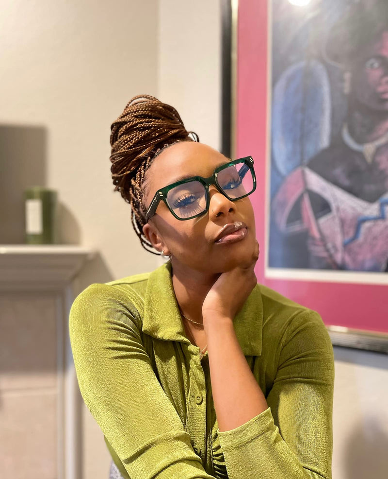 VISOONE Rectangle TR90 Blue Light Blocking Glasses Computer Glasses with Preppy Look for Women and Men Cougar Cougar Upg Basil Green - BeesActive Australia