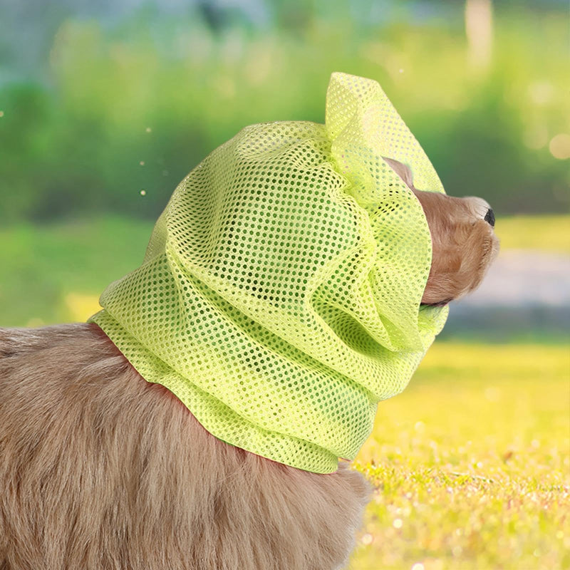 Generic Dogs Ear Cover Dog Snood Mesh Wrap Cap Sturdy Breathable Noise Protection Pet Headgear Gifts Professional Ear Wrap Ear Muff, L Yellow