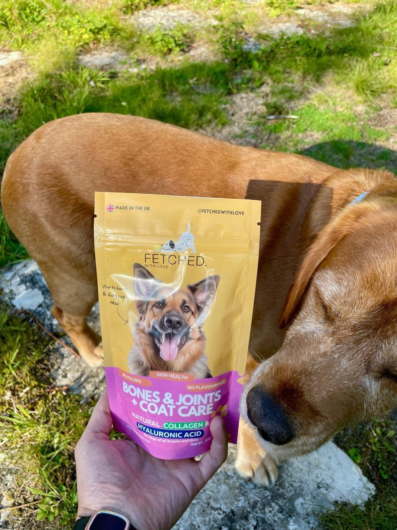 Premium Dog Collagen Supplement with Hyaluronic Acid, Glucosamine, and Vitamin C – Supports Joint Health and Mobility. Food topper suitable for dogs Made in UK.