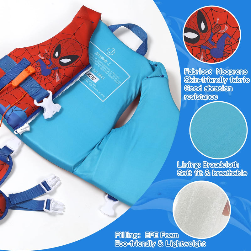 Elejolie Toddler Swim Vest for 1-9+ Years, Water Safety Aid Jacket with Crotch Adjustable Belt, Floaties for 20-90 lbs, Great for Pool, Beach, Boats, Summer Vacations & Water Parks M-Spider(45-60lbs) - BeesActive Australia