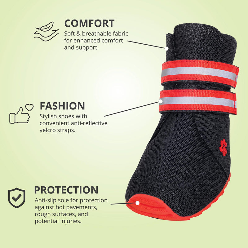 Breathable Anti-Slip Dog Shoes for Small, Medium & Large Dogs - x4 Dog Boots for Summer Hot Pavement, Hiking, Rain, Heat & General Paw Protection 75 - BeesActive Australia