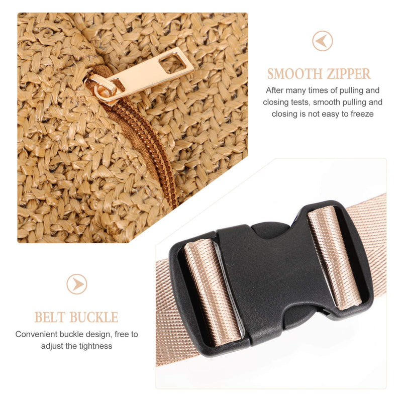 PRETYZOOM Hip Bag 1pc waist bag Chest Waist Pouch Cross- body Pouch Imitation Straw Woven Waist simulation straw chest fanny pack Belt s Dark Brown