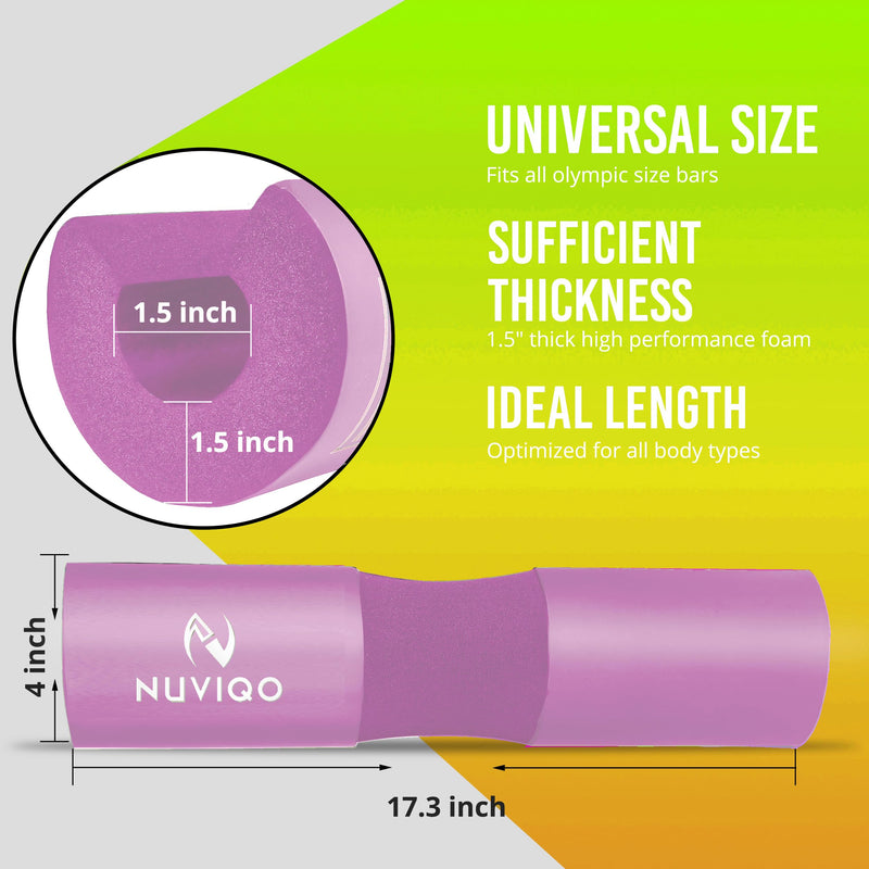 Barbell Pad Squat Pad for Lunges and Squats - Hip Thrust Pad for Standard and Olympic Bars - Provides Cushion to Neck and Shoulders While Training Purple - BeesActive Australia