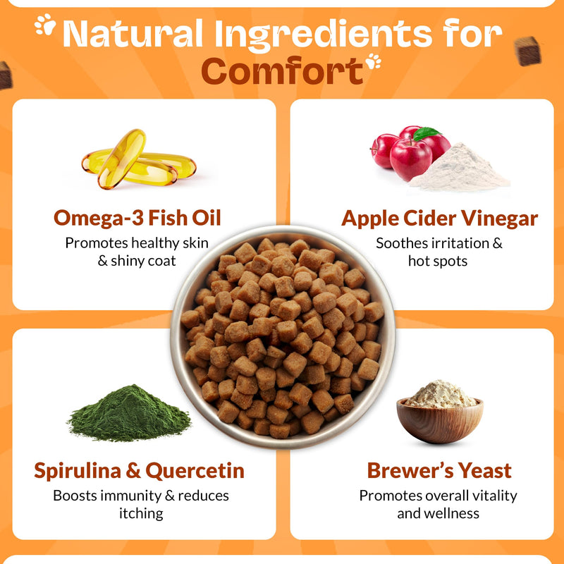 Anti-Itch Soft Chews For Dogs | Chicken Flavour | Soothe Itchy Paws, Eyes, Ears, Skin - Stop Itching, Licking, Scratching - Perfect for Small, Medium & Large Dogs.