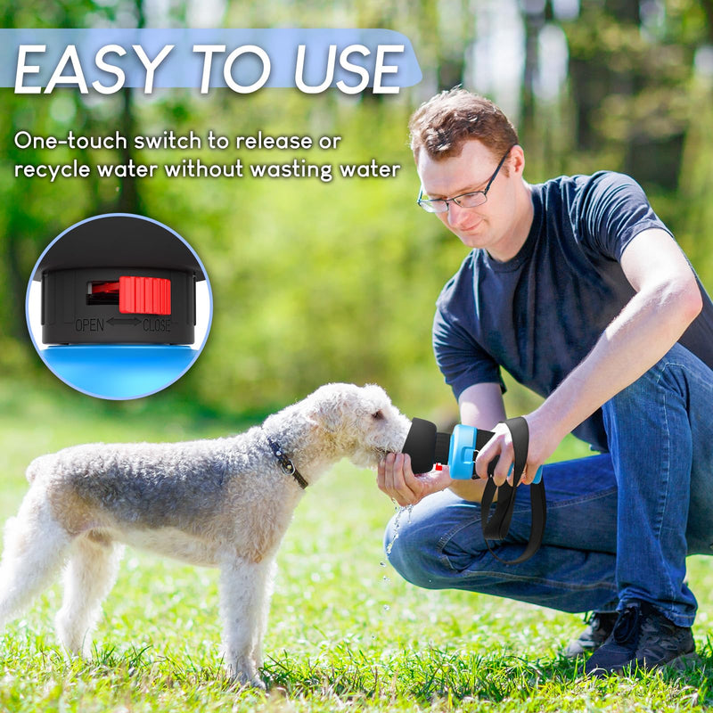 lesotc 2024 Upgraded Dog Water Bottle, 28oz/800ml Portable Dog Water Bottle Travel Water Bowl, Leak Proof Foldable Pet Water Bottle Dog Travel Water Bottle, Blue 800ml - BeesActive Australia