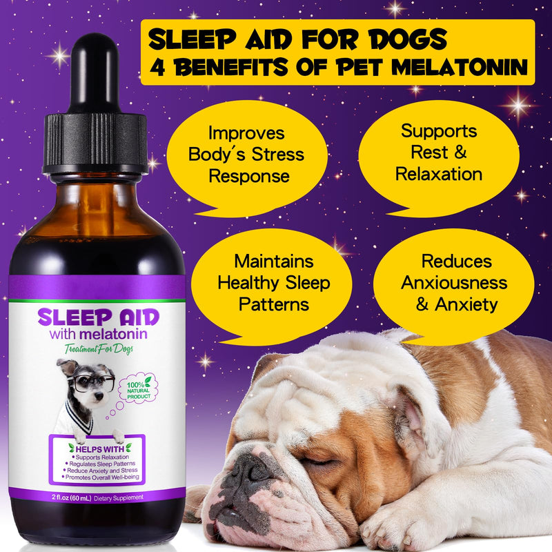Melatonin for Dogs - Dog Melatonin Supports Relaxation, Reduce Anxiety and Stress, Promotes Overall Well-Being, Dietary Supplement Liquid Melatonin for Dogs