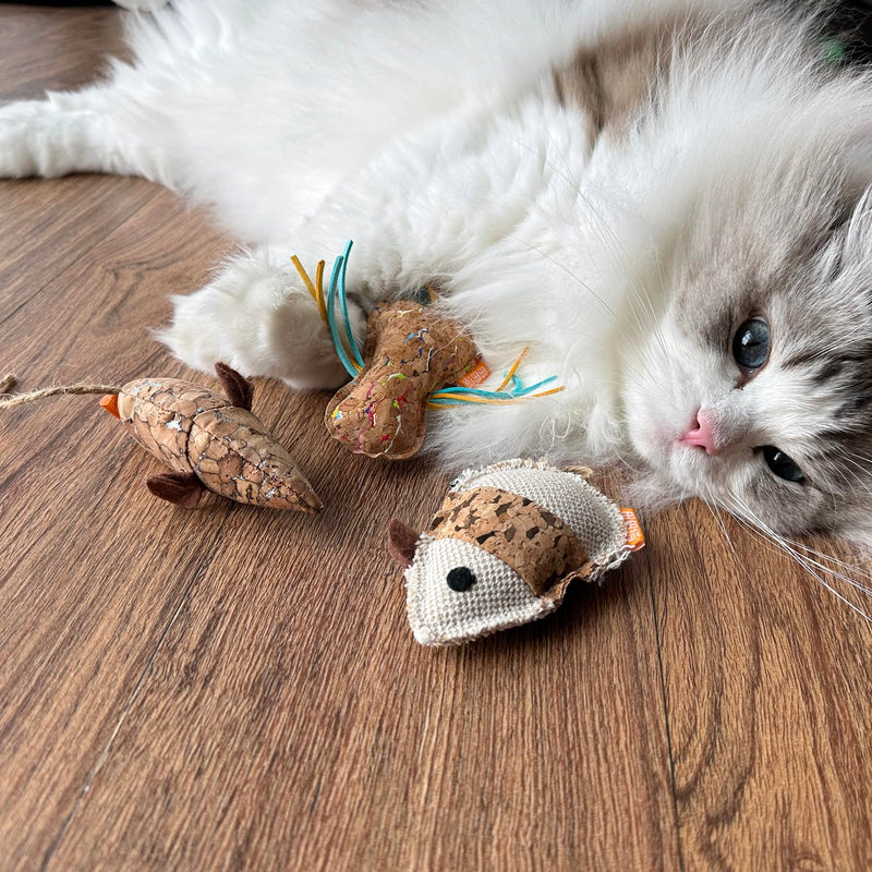 Cat Mouse Toy with Catnip Matatabi Silvervine,Cat Chew Toy,Interactive Catch Play Mouse Toy for Indoor Cats,Kittens. Long Mouse - BeesActive Australia