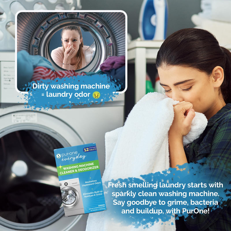 Washing Machine Cleaner & Deodorizer - Eliminates Built-up Residues, Grime & Odors, Deep Cleaning, For All Makes & Models, Top & Front Load Laundry Washers, 12 Pack Monthly Maintenance Solution - BeesActive Australia