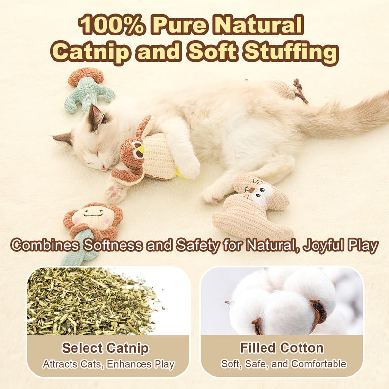 Jiupety Cat Chew Toy Catnip Toys for Cats Soft Linen Interactive Cat Kicker Toys for Indoor Cats 5 Pack Bite Resistant with Kitten Toys for All Breeds A - BeesActive Australia