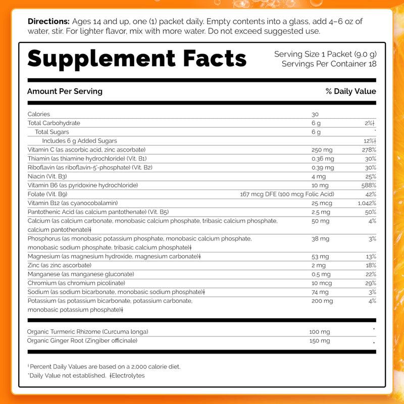 Emergen-C Citrus-Ginger Fizzy Drink Mix, Turmeric and Ginger, Immune Support, Natural Flavors with High Potency Vitamin C, 18 Count - BeesActive Australia