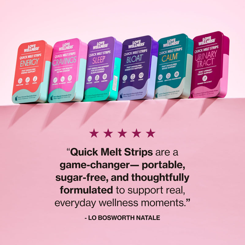 Love Wellness Urinary Tract* Quick Melt Strips - Fast-Dissolving UT Support with 36 mg PACs from Cranberry Fruit Extract - Promotes Urinary Health* - No Water Needed - Vegan and Sugar Free - 32 Strips - BeesActive Australia