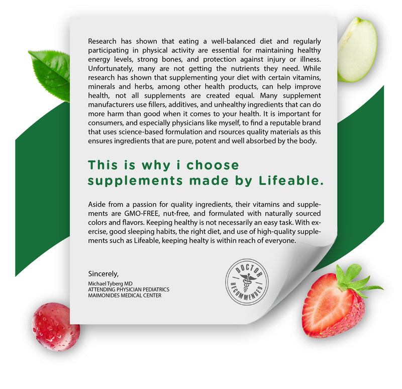 Lifeable Omega 3 for Kids Gummies | with Vegan DHA Supplement | Kids Omega 3 Fish Oil Alternative from Plant Based Flaxseed Oil | Great Tasting Supplement | 60 Gummies