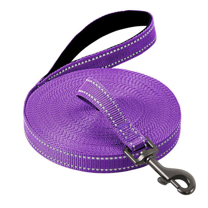 Demigreat towing leash for dogs, 3m / 5m / 10m / 15m / 20m robust long dog leash, reflective training leash with padded handle and hand strap, training leash for small to large dogs 5m/16ft purple - BeesActive Australia