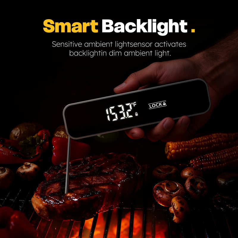 0.3S Professional Instant Read Meat Thermometer – Digital Food Thermometer for Cooking, Grilling, BBQ, Candy, Air Fryer, Griddle – Kitchen Gadget Essentials & Gifts for Him Dad Men Birthday – Grey