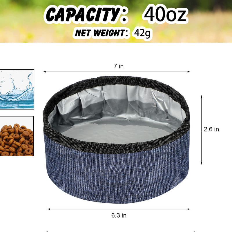 2 Pack Portable Dog Bowls Foldable Travel Dog Dish Portable Dog Water Bowl Water and Food Bowls Pet Hiking Accessories for Small and Large Dogs (Dark Blue, 40 oz) Dark Blue - BeesActive Australia