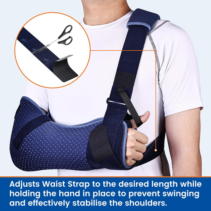 Arm Sling for Shoulder Injury with Waist Strap - Immobilizer Brace Support for Sleeping, Rotator Cuff Surgery (Comfort Version, Left, Medium,28.5-41inch) M Left Arm