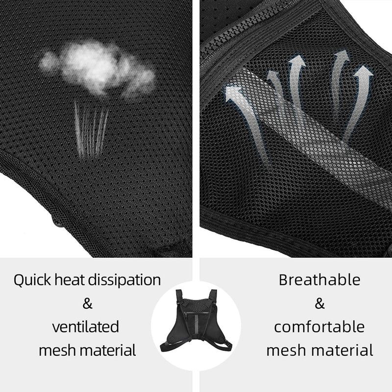 Outdoor Sports Chest Bag for Men, Water Resistant Lightweight Running Vest EDC Chest Pack for Workouts Hiking Cycling Black