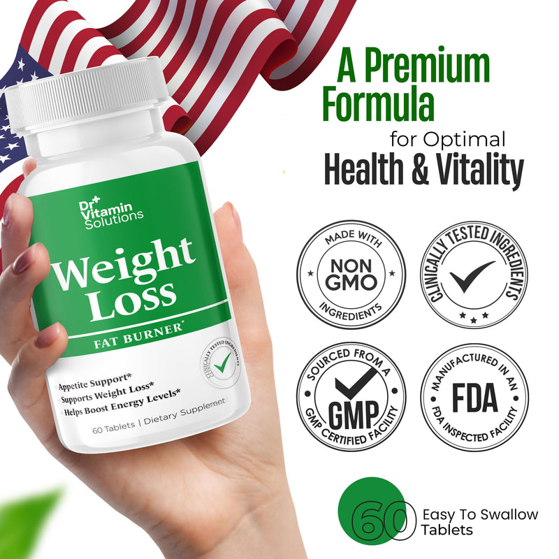 Fat Burner for Women and Men - Thermogenic Weight Loss Diet Aid | Appetite Suppressant, Metabolism Booster, Belly Fat Support, Green Tea, Garcinia Cambogia, Chromium, Non-GMO, 60 Tablets 60 Count (Pack of 1)