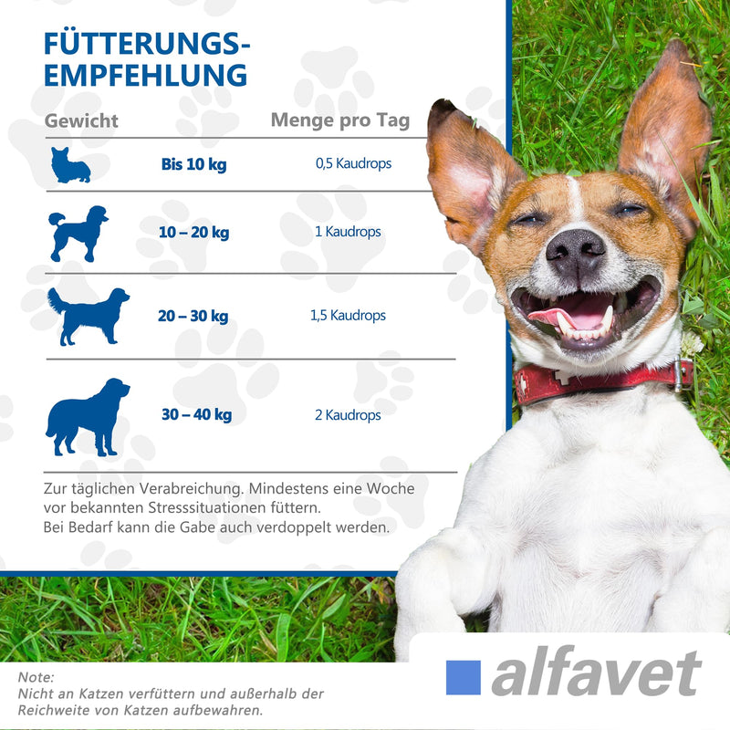 alfavet CaniGum Relax Chew Drops for Dogs (120 g) – Calming Supplement – With L-Tryptophan, B Vitamins, Magnesium & Herbal Blend