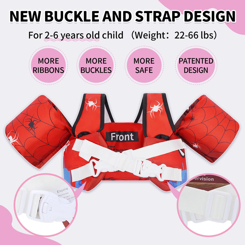 Elejolie Toddler Swim Vest for Child Learn Swiming Training,Infant Safety Swimmies Aid Jacket for Kids 2 3 4 5 6 Years Old,Arm Water Wings for Baby 22-66lbs Spider - BeesActive Australia