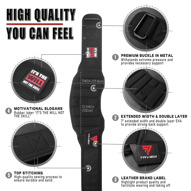 Weight Lifting Belt, Weightlifting Belt,Workout Gym Powerlifting Belt 7 inch,Fitness Back Support for Cross Training, Squats, Lunges M Black (Double EVA)
