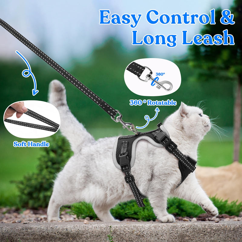 Supet Cat Harness and Leash for Walking Escape Proof, Adjustable Harness for Cats, Easy Control Small Cat Harness for Medium Large Kitten S Black Small (Chest: 13.5" - 15.5") - BeesActive Australia