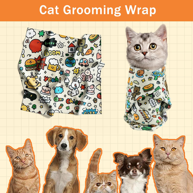 Cat Grooming Wrap, Velcro Fabric for Cat Nail Trimming Restraint, Multi-Purpose Cat Wrap with Cat Nail Clippers and Nail File, Cat Restraint Calming Wrap for Nail Clipping XL XL(Within 22 Pound) - BeesActive Australia