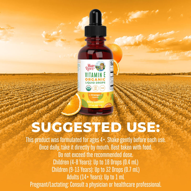 MaryRuth Organics USDA Vitamin E Liquid Drops 2 Month Supply | Bone and Joint Health | Cognitive Health for Adults and Kids | Sugar Free, Vegan, Non-GMO, Gluten Free | 2 Ounces - BeesActive Australia