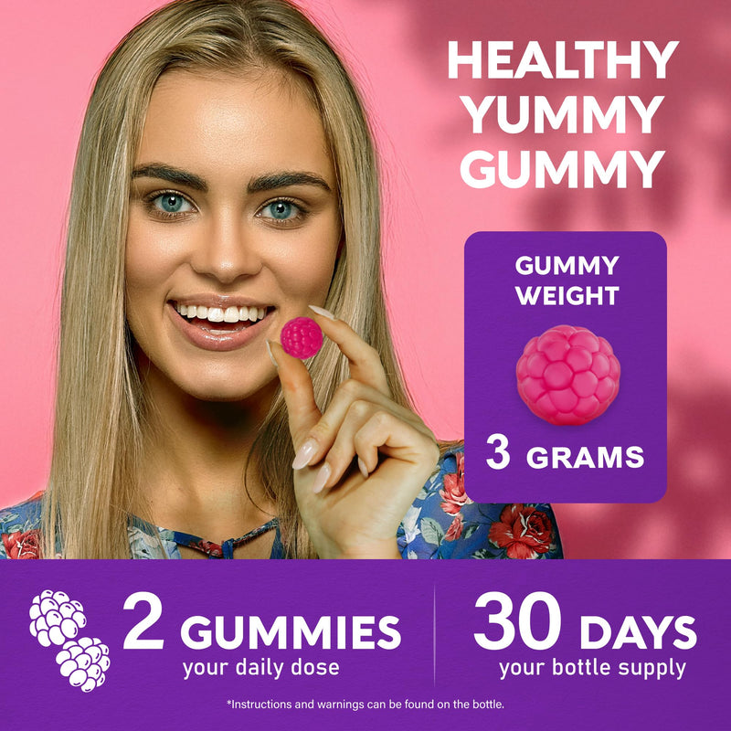 Biotin Gummies for Hair Growth Support - for Women & Men - Berry, Pack of 2 | Biotin 10000mcg, Collagen, Keratin, Hyaluronic Acid, B-Complex, Saw Palmetto - Hair, Skin & Nail Strengt Support - Sugar-Free Mixed berry 60 Count (Pack of 2)